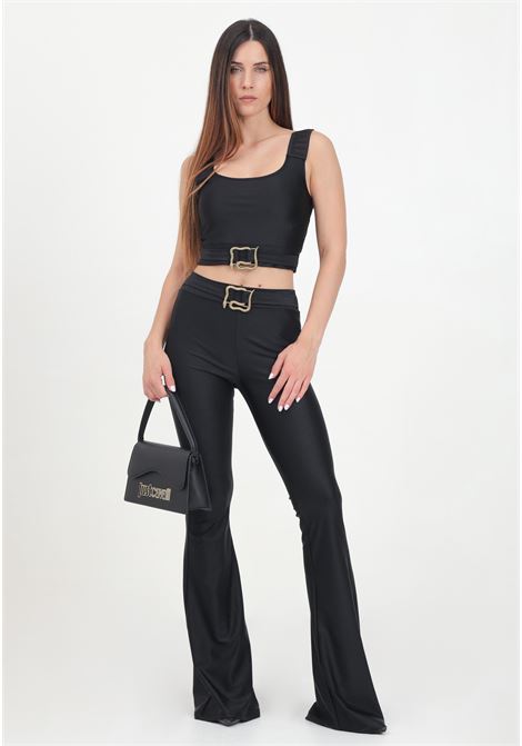 Black women's leggings with snake-shaped metal buckle JUST CAVALLI | 77PAC101J0108899